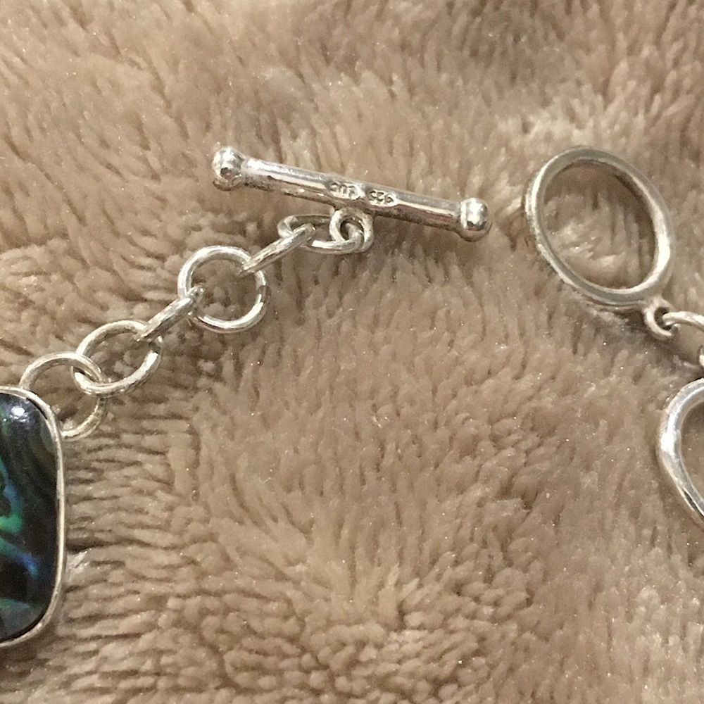 LUC Genuine Abalone Sterling Silver Toggle Bracelet - Picture 3 of 10